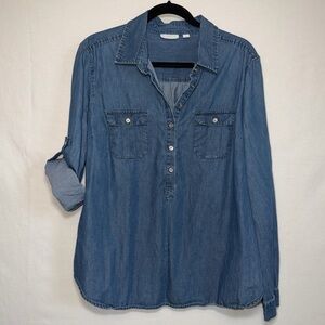New York & Company Classic Blue Denim Shirt